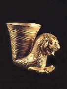 unknow artist Rhyton in the form of a lion-griffin oil on canvas